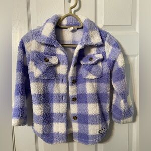 Purple and White Checkered Fleece Jacket Girls XS